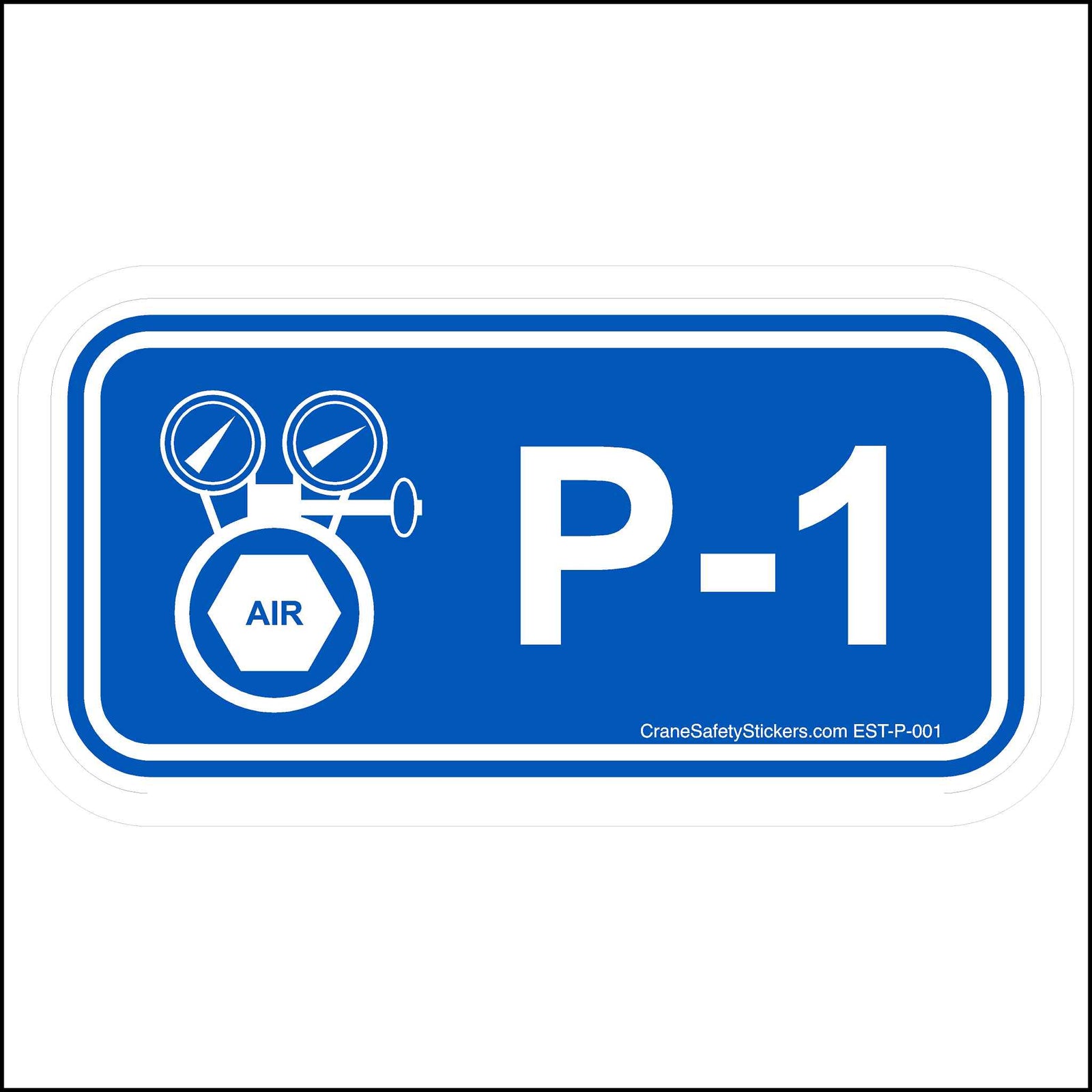 Pneumatic disconnect sticker with identification number P-1.