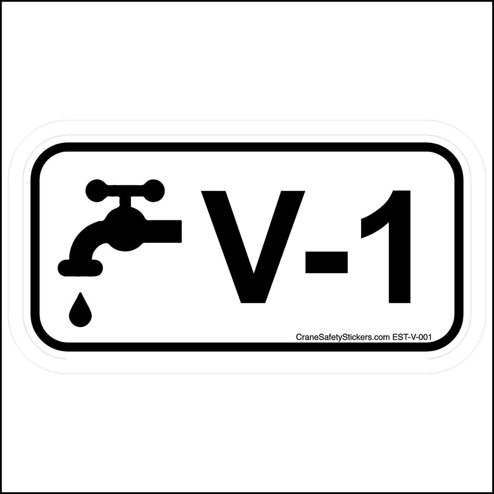 Water disconnect sticker with identification number V-1.