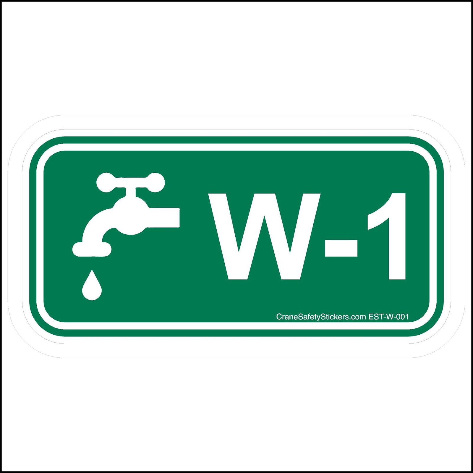 Water disconnect sticker with identification number W-1.