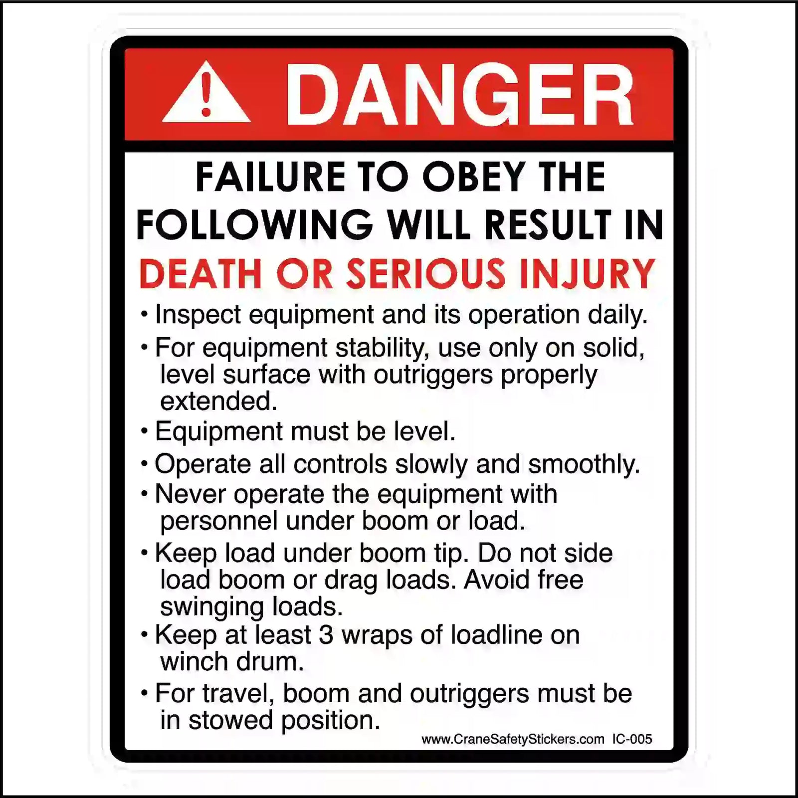 Warning: Failure to obey rules sticker.