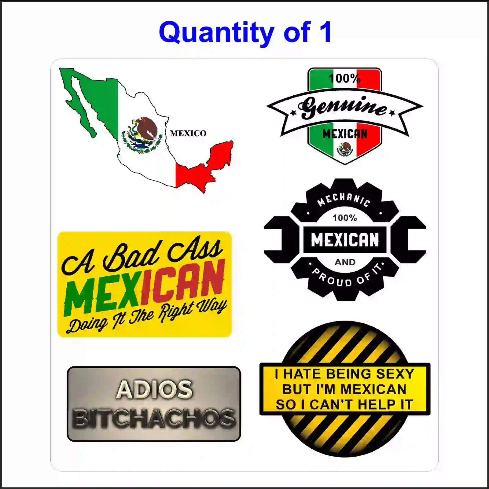Funny hard hat stickers with a Mexican theme.