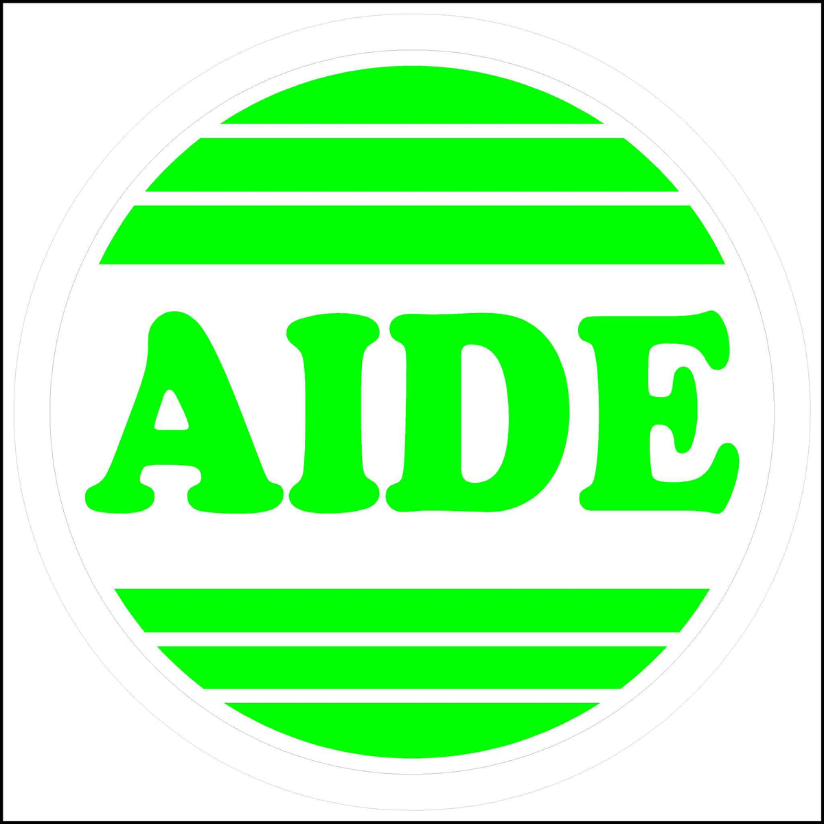 Bright Green and white AIDE Sticker
