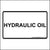 Hydraulic Oil sticker printed with the words, Hydraulic Oil in black ink on white background.