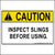 Inspect slings before use safety sticker.