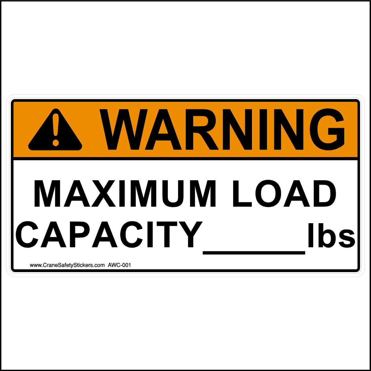 Warning Maximum Load Capacity Label. There is no weight printed on these. You need to write the weight on them yourself with a marker.