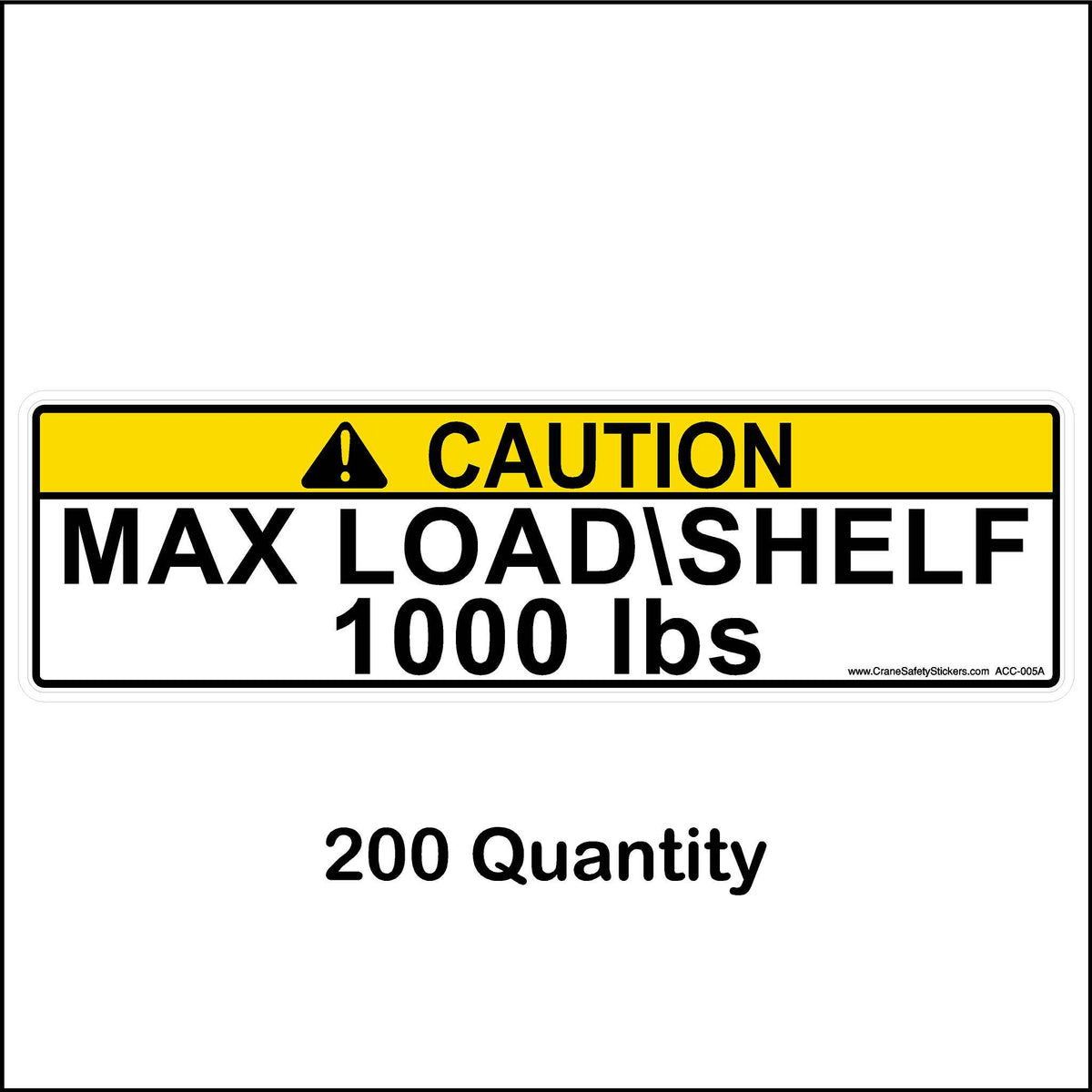 1000 lbs max load shelf pallet racking sticker 200 quantity.