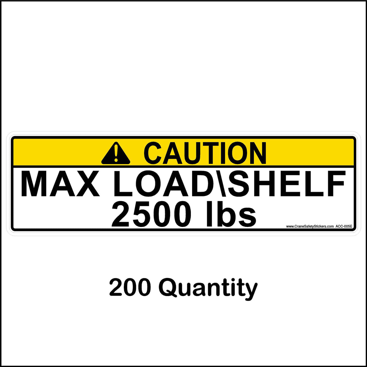 2500 lbs maximum load shelf pallet racking Label 200 quantity.