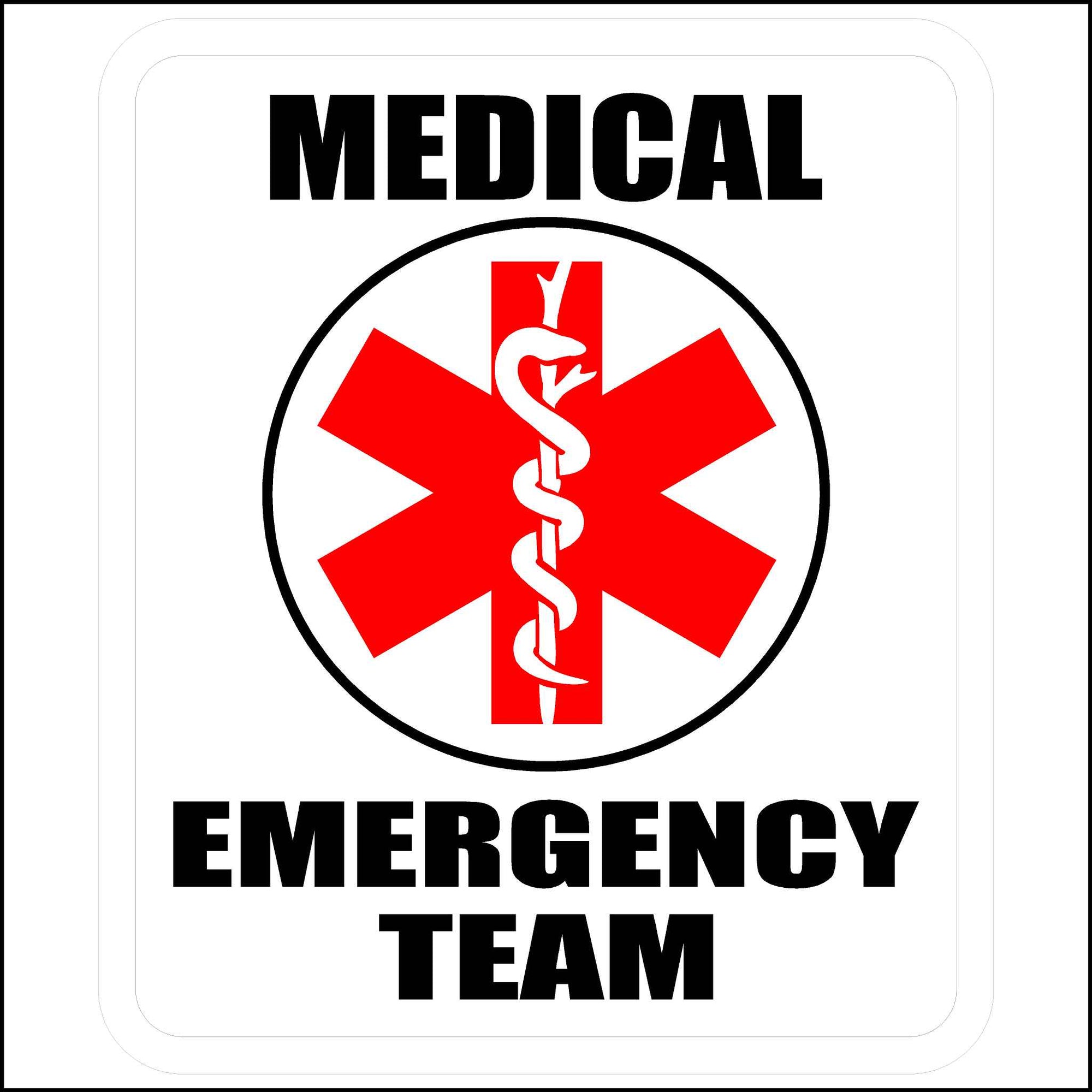 Red, White, and Black In Color Medical Emergency Team Decal.
