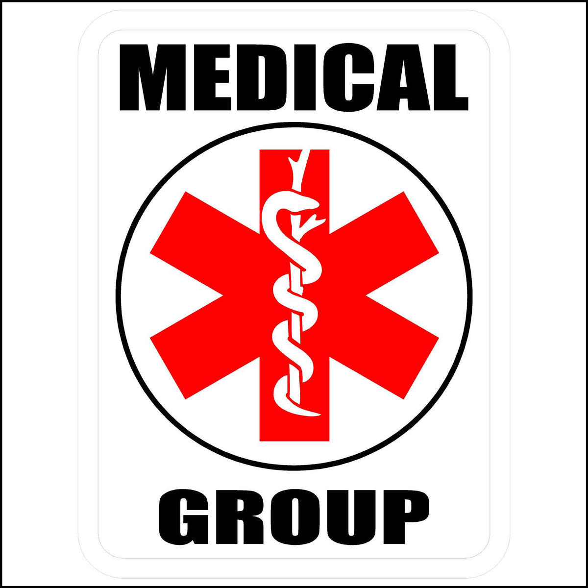 Red, White, and Black In Color Medical Group Sticker.