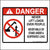 DANGER never lift loads over people. Never walk or stand under a suspended load crane safety sticker.