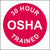 30 Hour OSHA Trained Hard Hat Sticker printed in white letters on red background.
