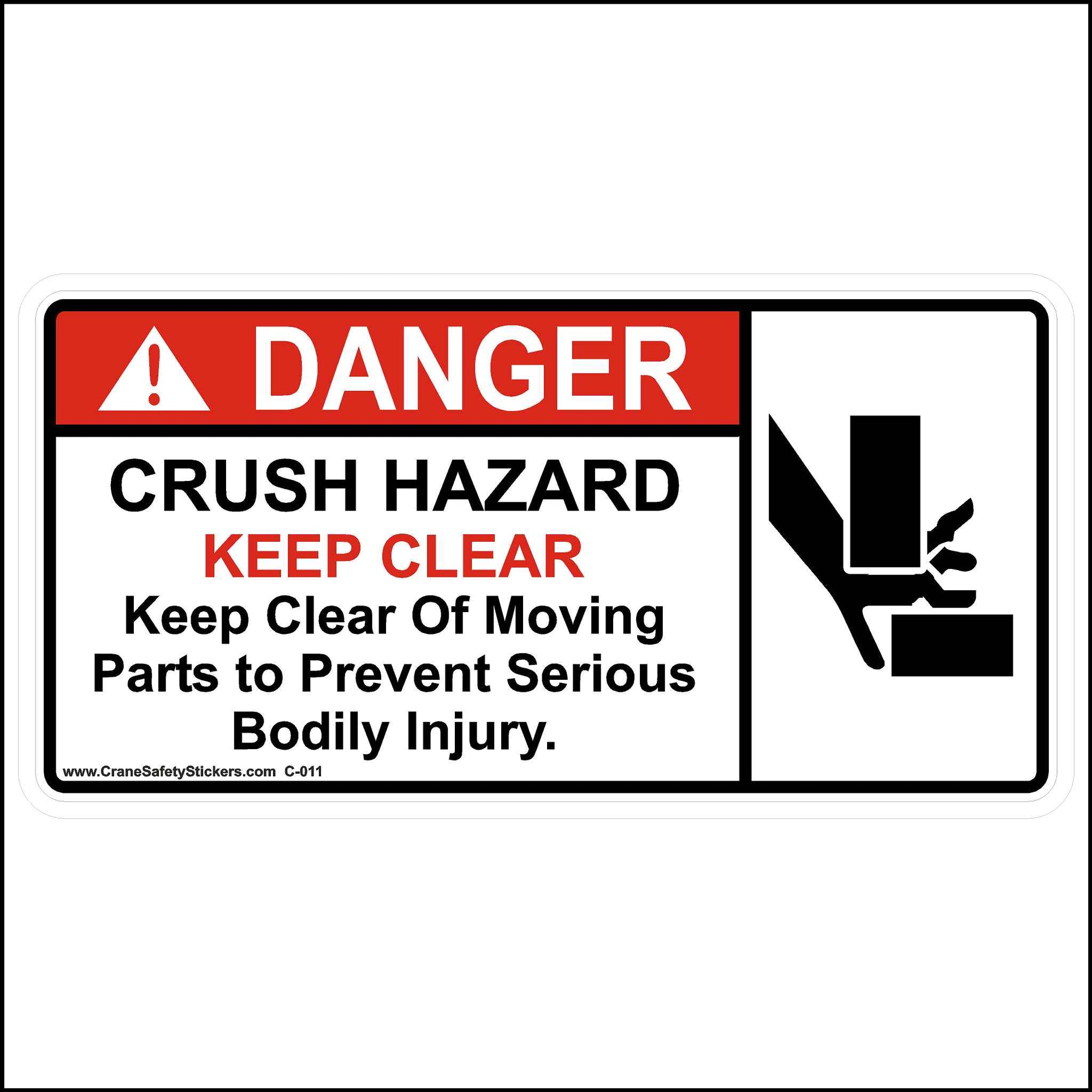 Pinch Point Safety Sticker, Keep Clear Of Moving Parts To Prevent Bodily Injury.