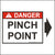 Pinch Point Sticker Printed with a Red ANSI DANGER Header. The words Pinch Point are in black on a white background.