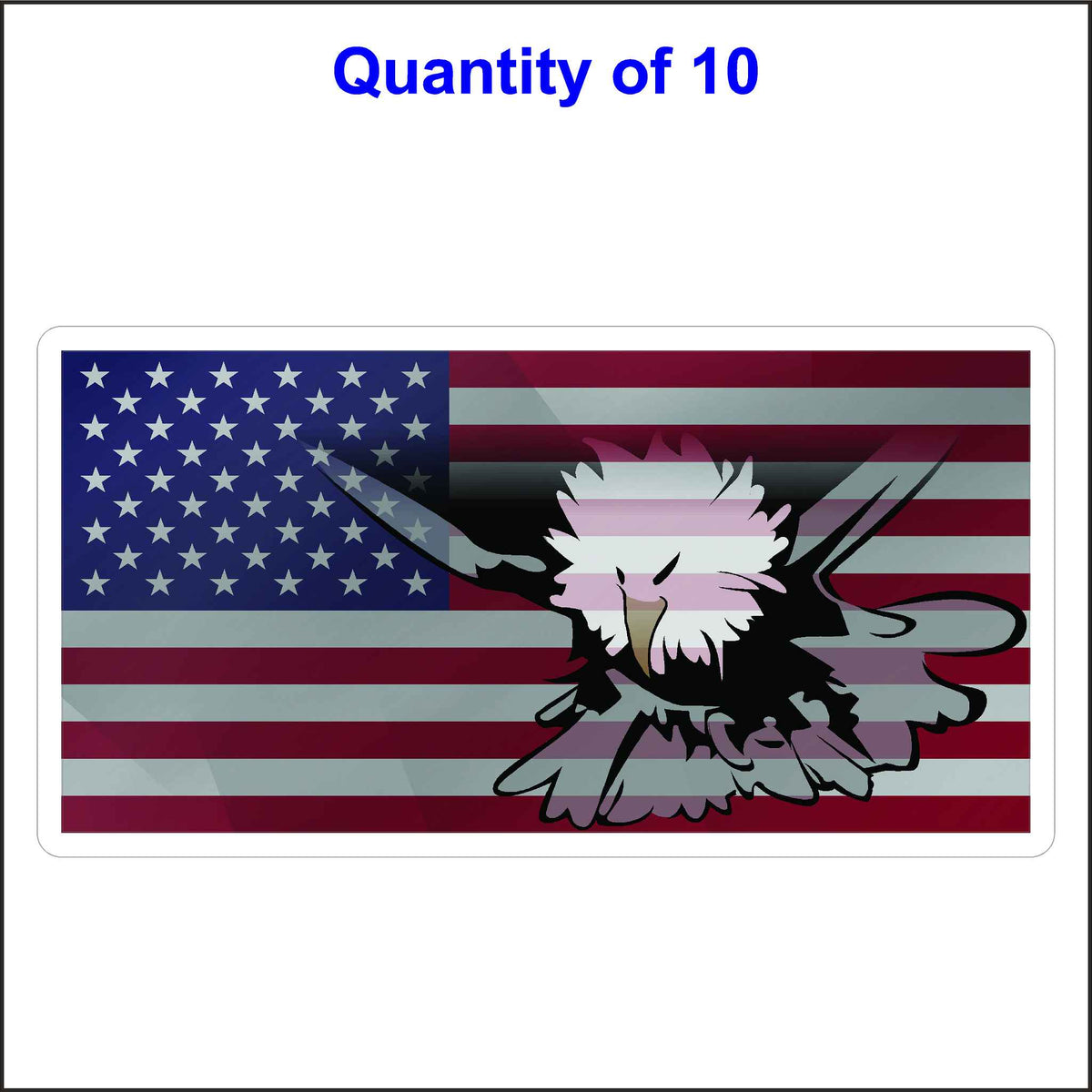 Full Color Reflective American Flag Sticker. 10 Quantity.