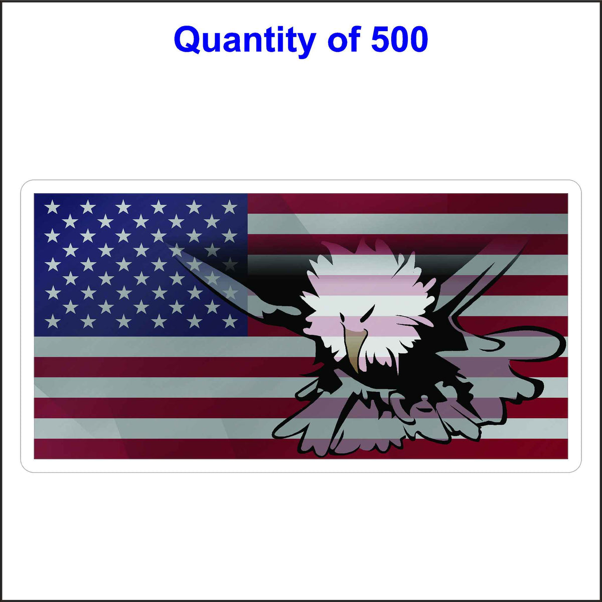 Full Color Reflective American Flag Sticker. 500 Quantity.