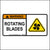 This Warning Rotating Blades Safety Sticker Is Printed With. WARNING Rotating Blades.