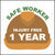 Safe worker injury free one year safety sticker