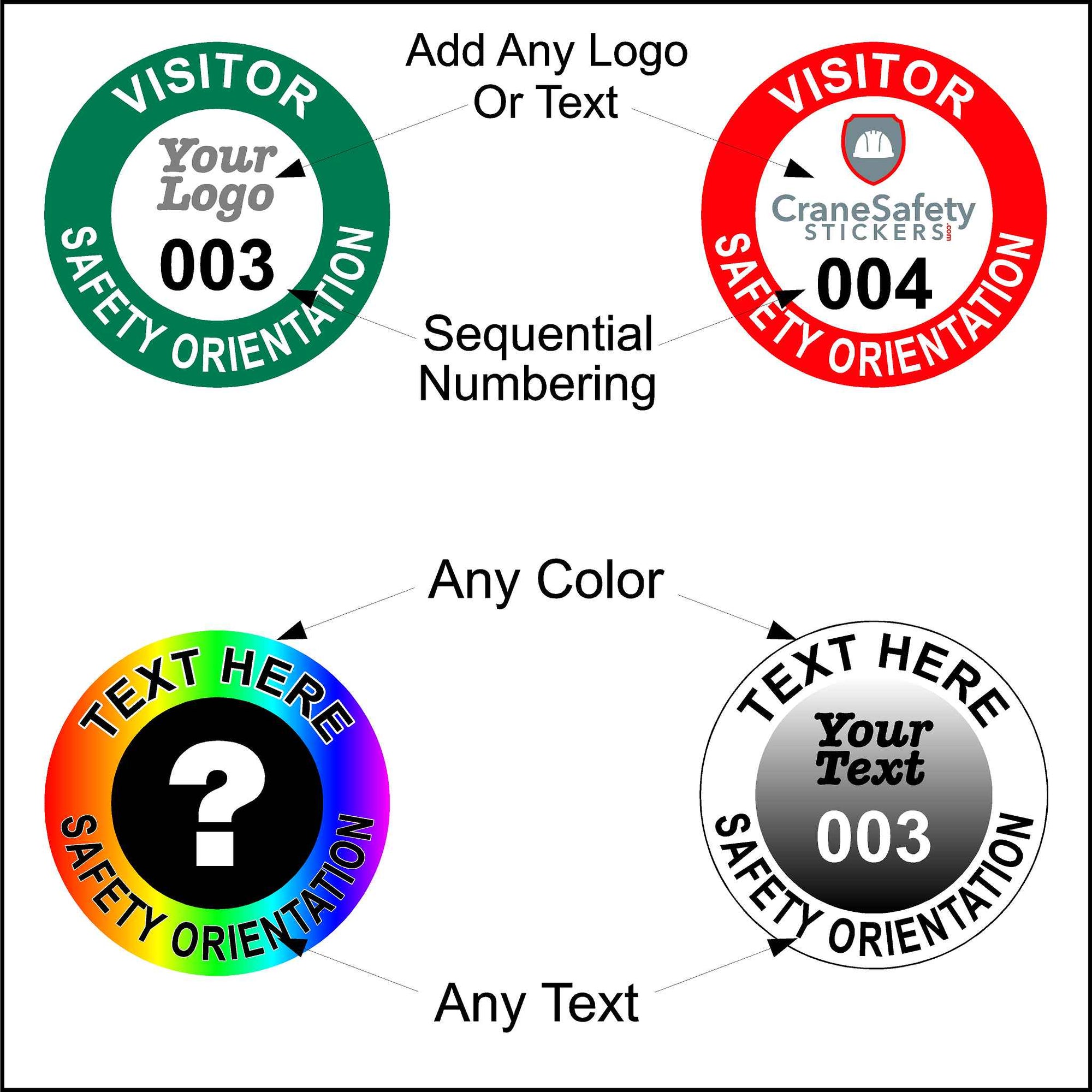 Safety Orientation Stickers. You can customize by adding your own logo and company information to this sticker.