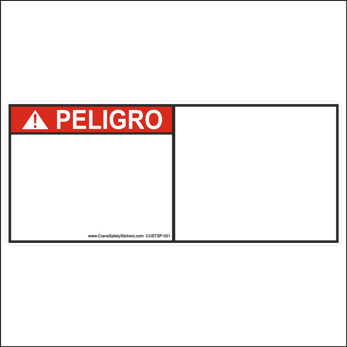 Custom Spanish DANGER safety sticker, PELIGRO. Add your own text.