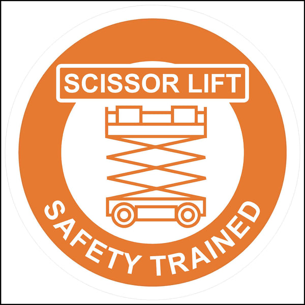 Scissor Lift Safety Trained Hard Hat Safety Stickers