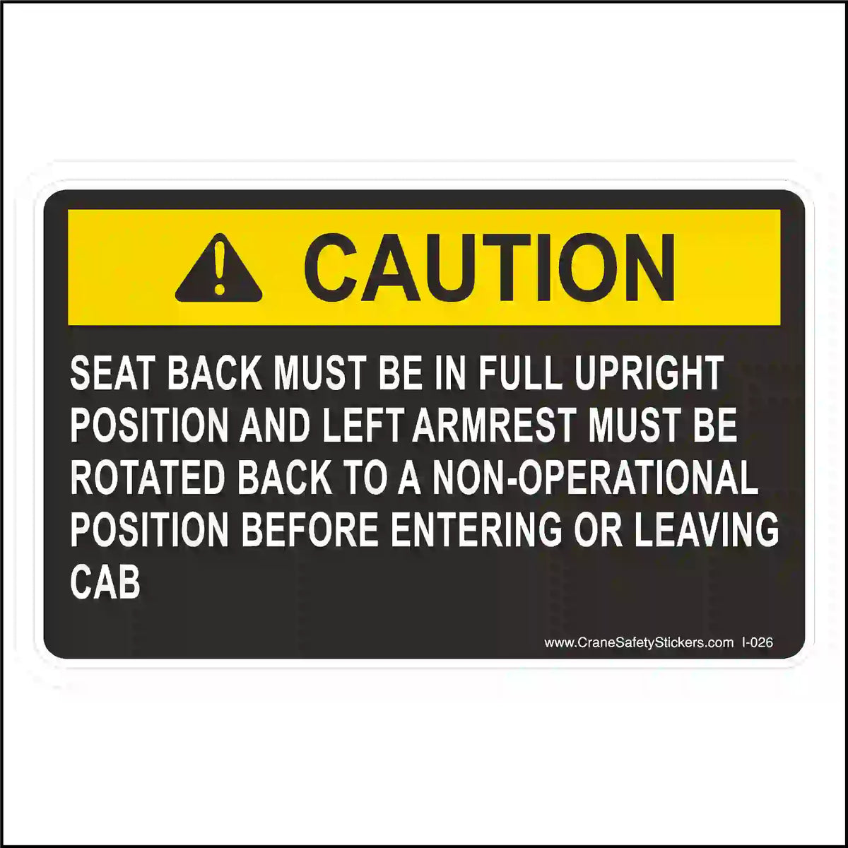 A rectangular caution sticker with a yellow header. The header has a warning icon and the word "CAUTION" in black text.