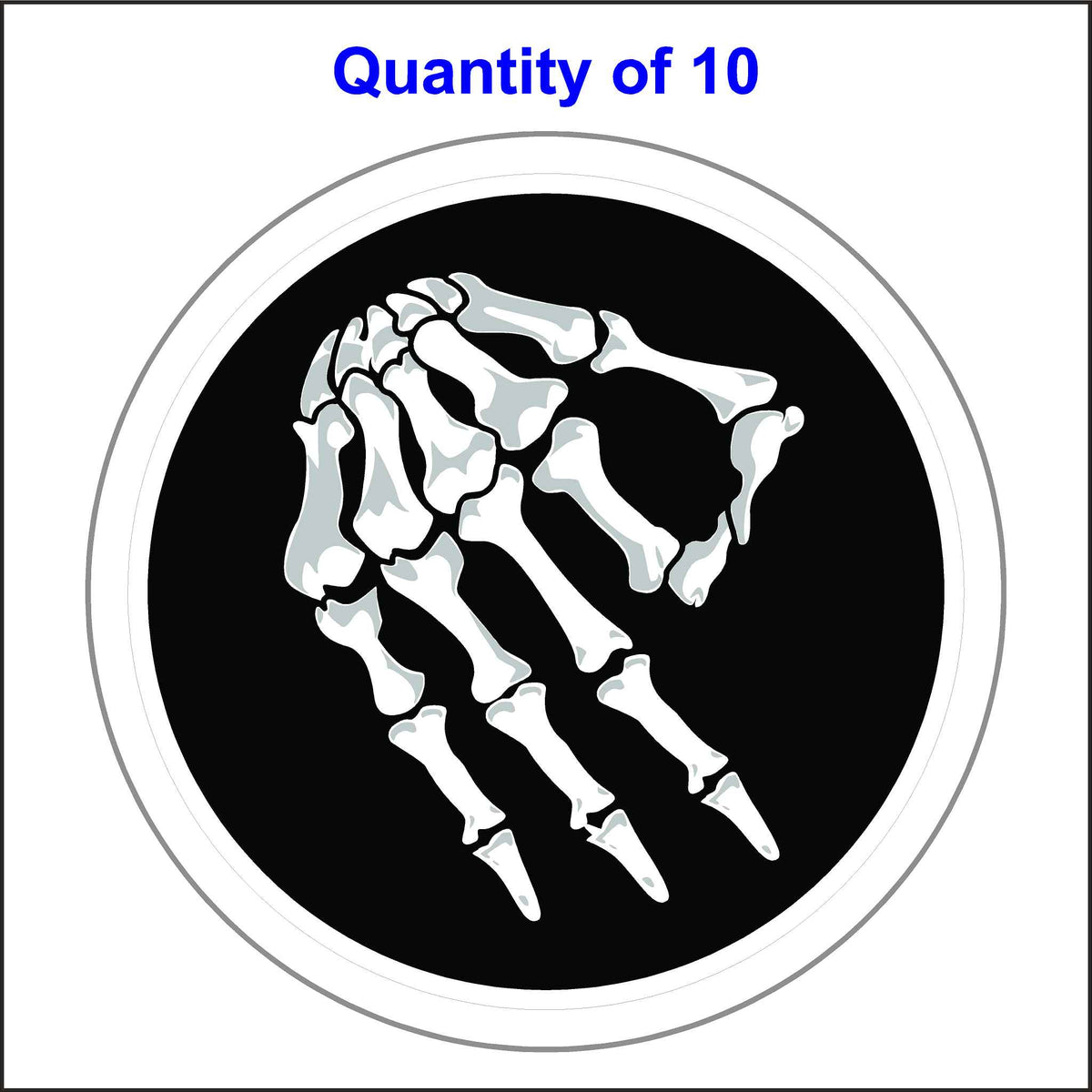 Skeleton Circle Game Sticker. 10 Quantity.