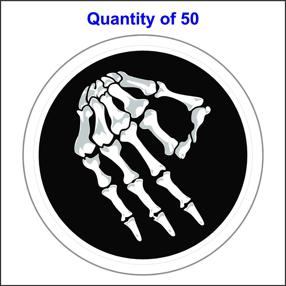 Skeleton Circle Game Sticker. 50 Quantity.