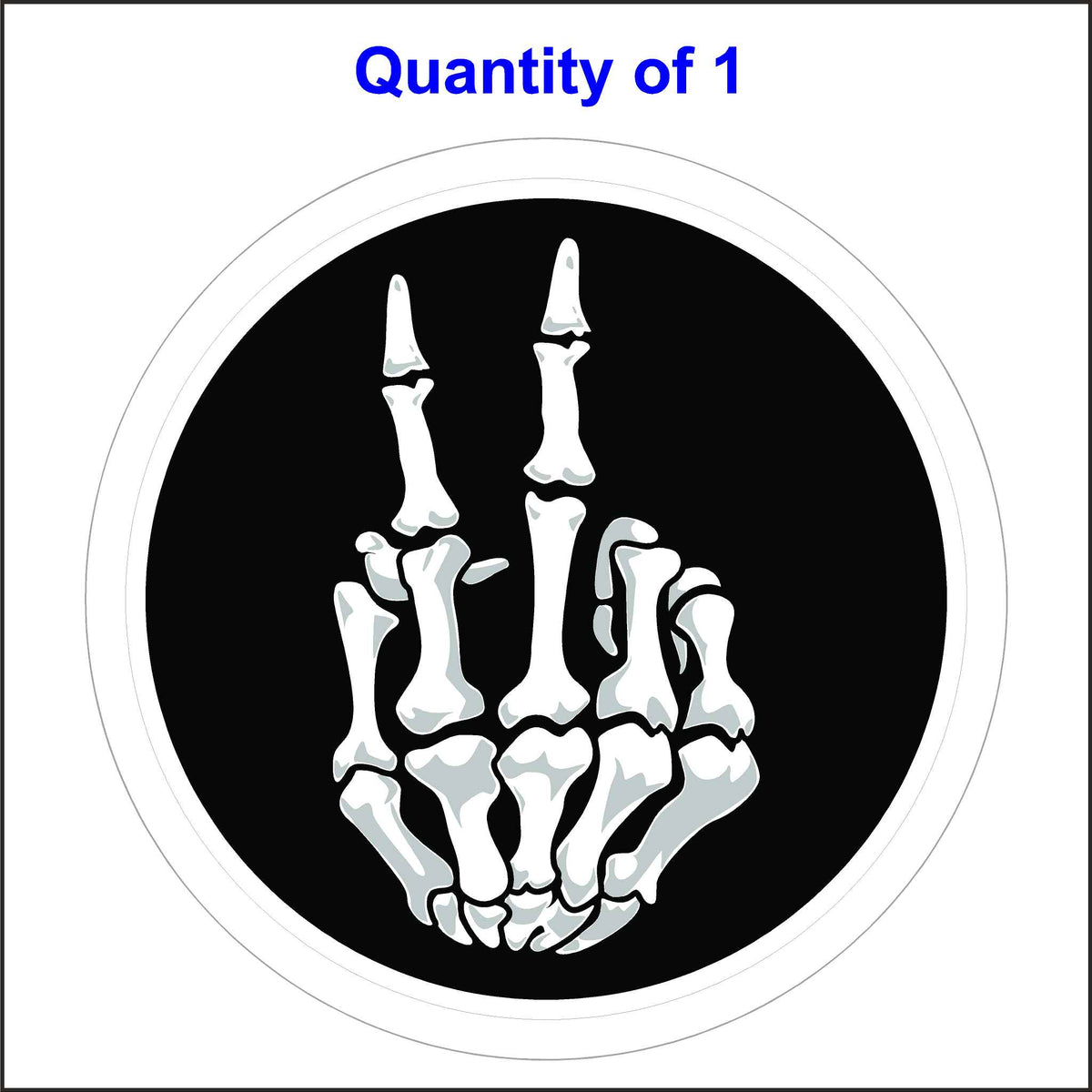 This Skeleton Hand Peace Sign Sticker Has a Skeleton Hand Showing the Peace Sign On a Black Background.