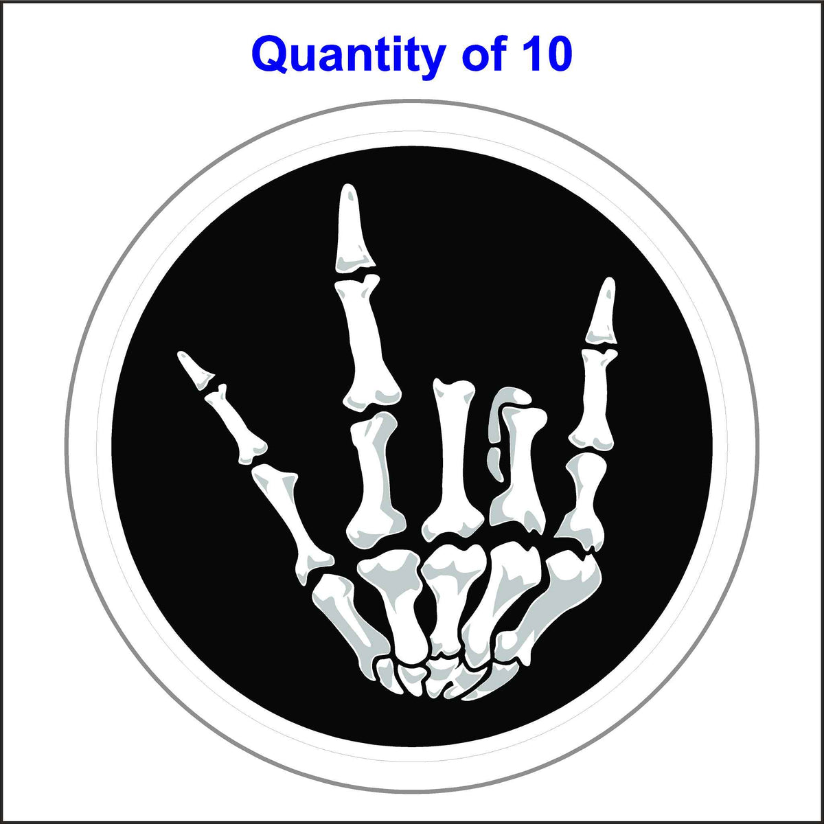 Skeleton Hand Rock on Stickers. 10 Quantity.