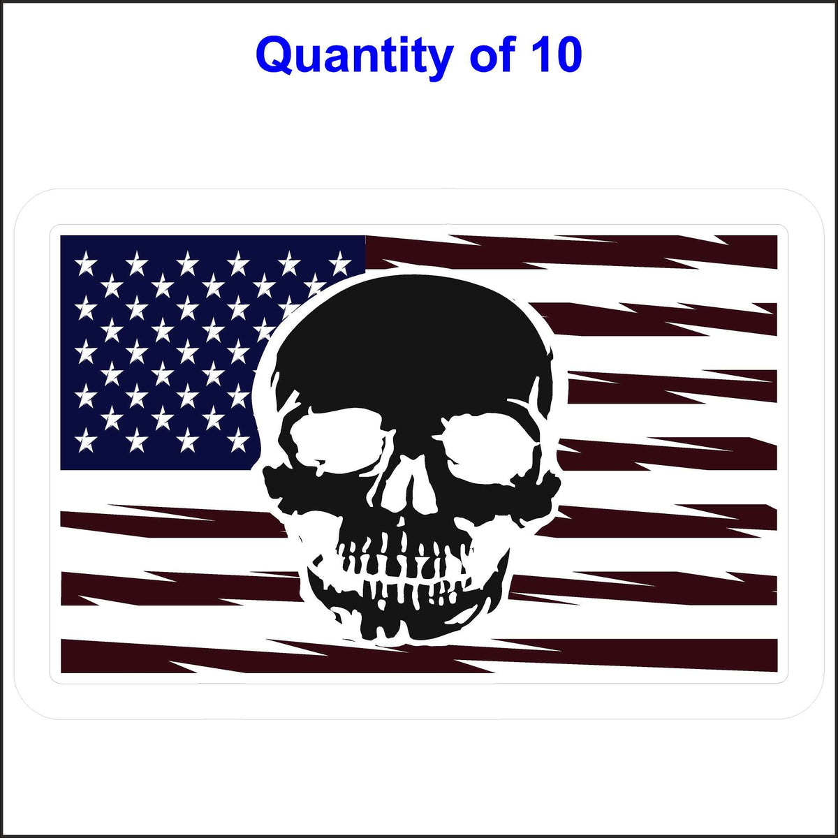 Skull on A Flag Sticker. 10 Quantity.
