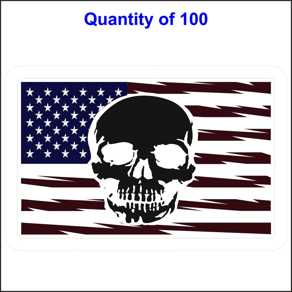 Skull on A Flag Sticker. 100 Quantity.
