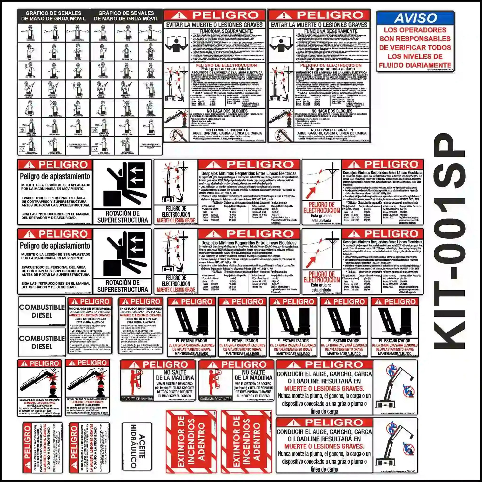 Crane Safety Sticker Kits for Cranes, Crawlers, Bucket and Boom Trucks ...