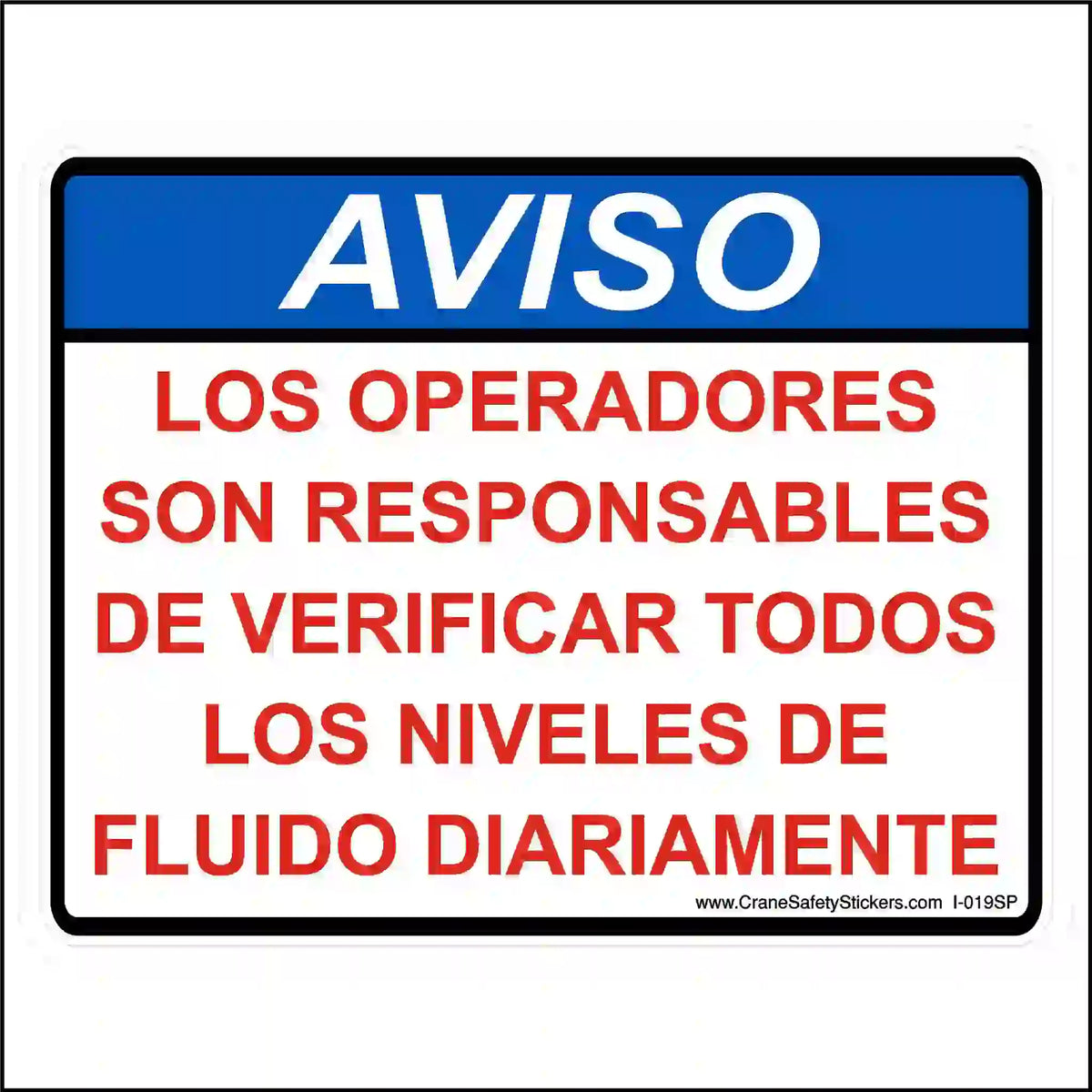 Safety sign with Spanish text on a white background