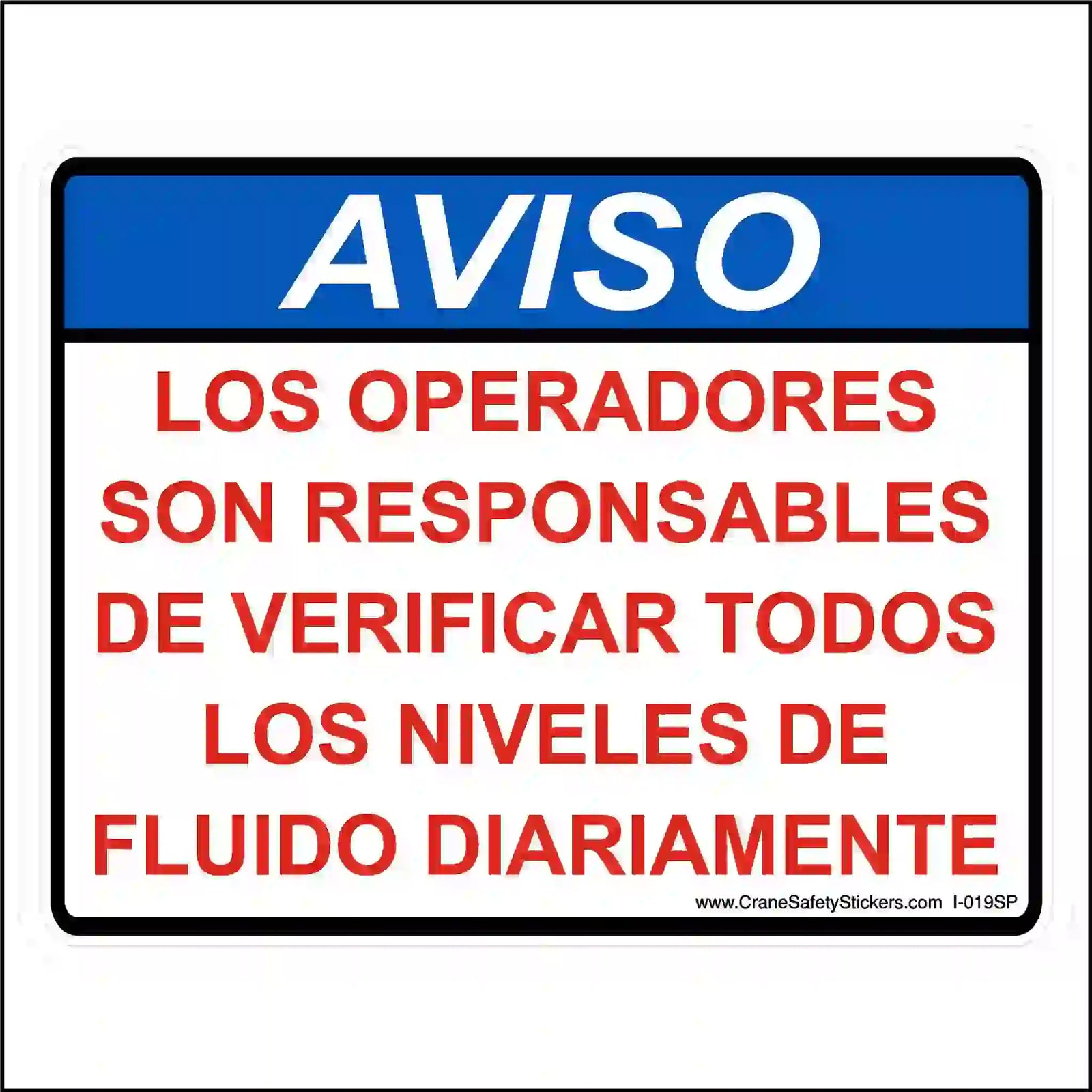 Safety sign with Spanish text on a white background