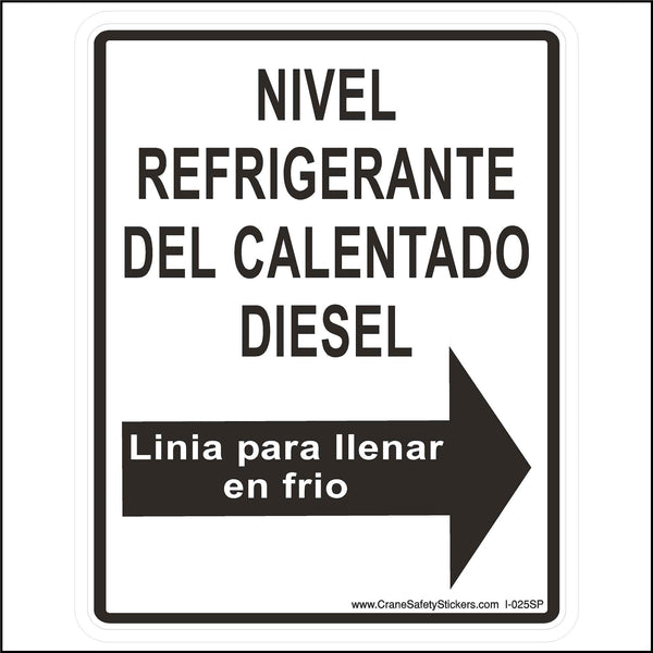 Spanish Diesel Heater Coolant Level Label