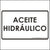 Spanish hydraulic oil sticker printed with "ACEITE HIDRAULICO". Letters are in black on a white background.