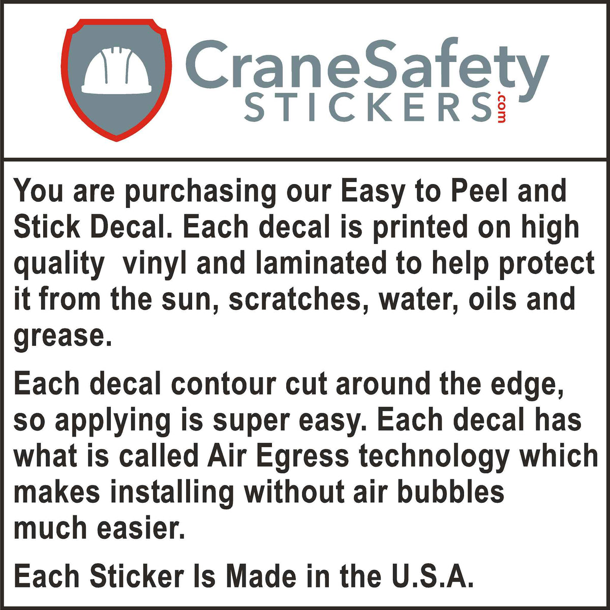The Quality of our Crane Outrigger Sticker.