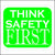 Bright Green and White Think Safety First Hard Hat Sticker