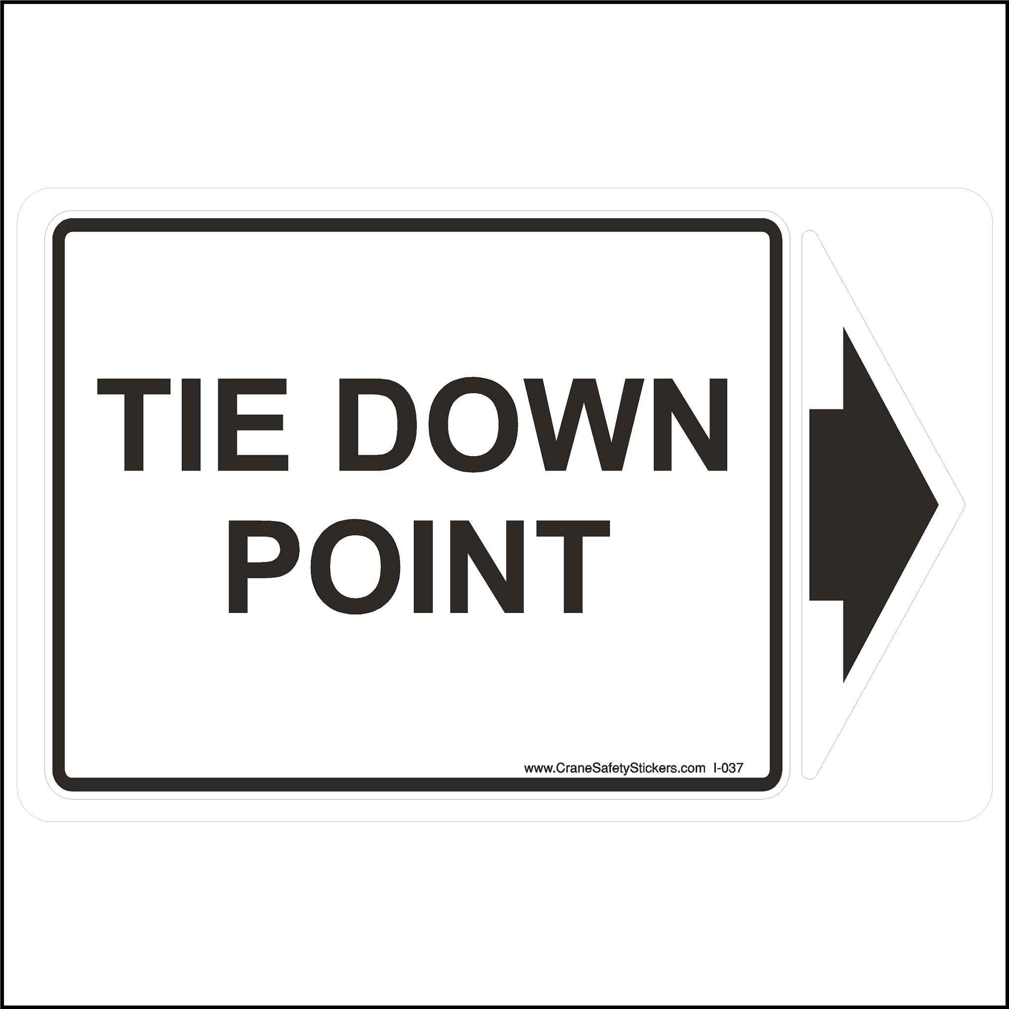 Tie Down Point Sticker and Label Printed in Black and White.