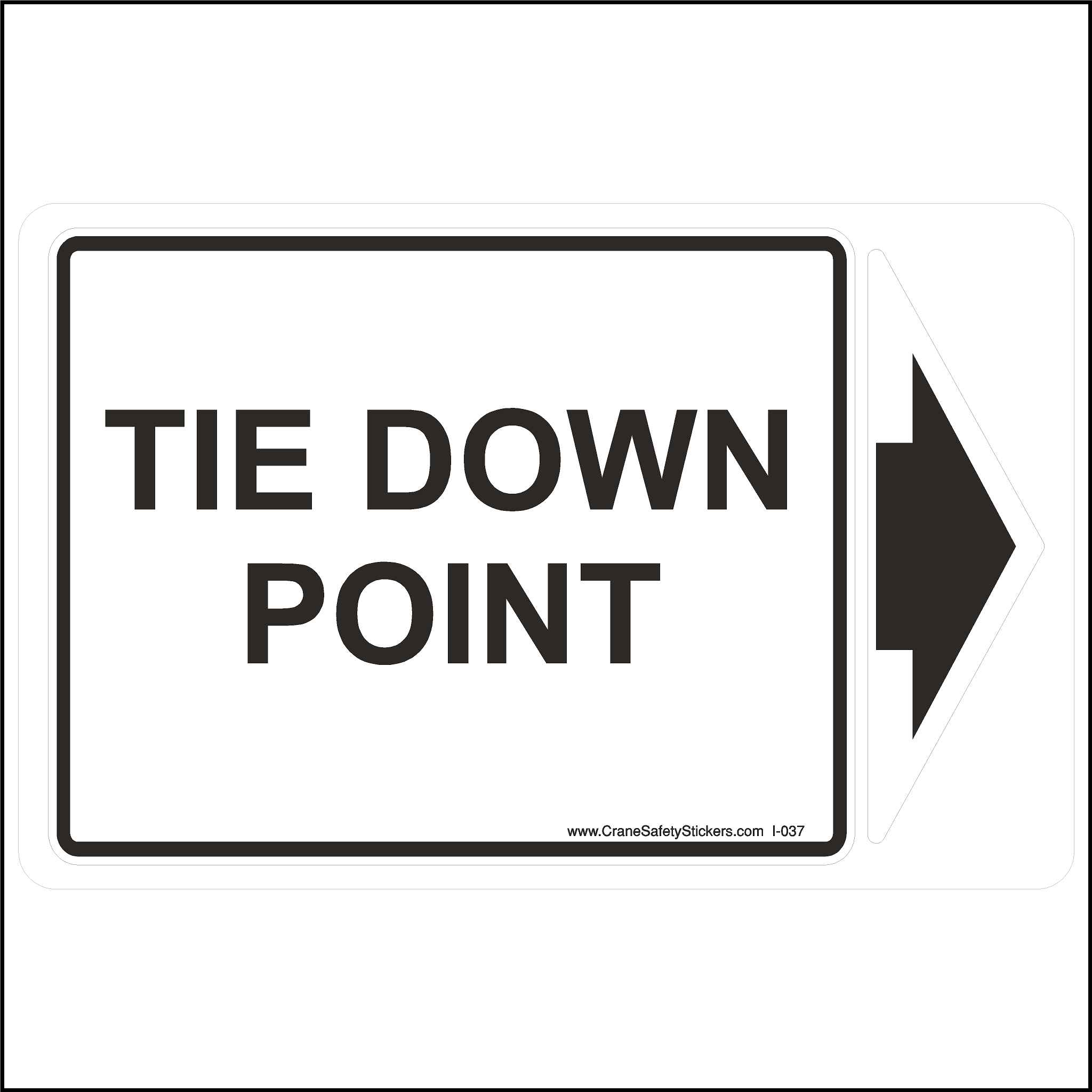 Tie Down Point Sticker and Label With Detachable Arrow