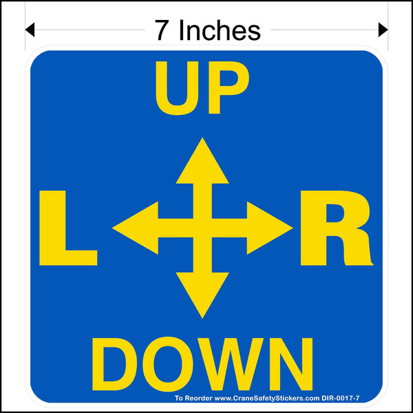 Up Down Left Right Overhead Crane Decal - OSHA & ANSI-Compliant Crane ...