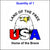 USA Land of the Free Home of the Brave Patriotic Sticker. This Sticker Has and Eagle and in Printed in Red, White, and Blue.