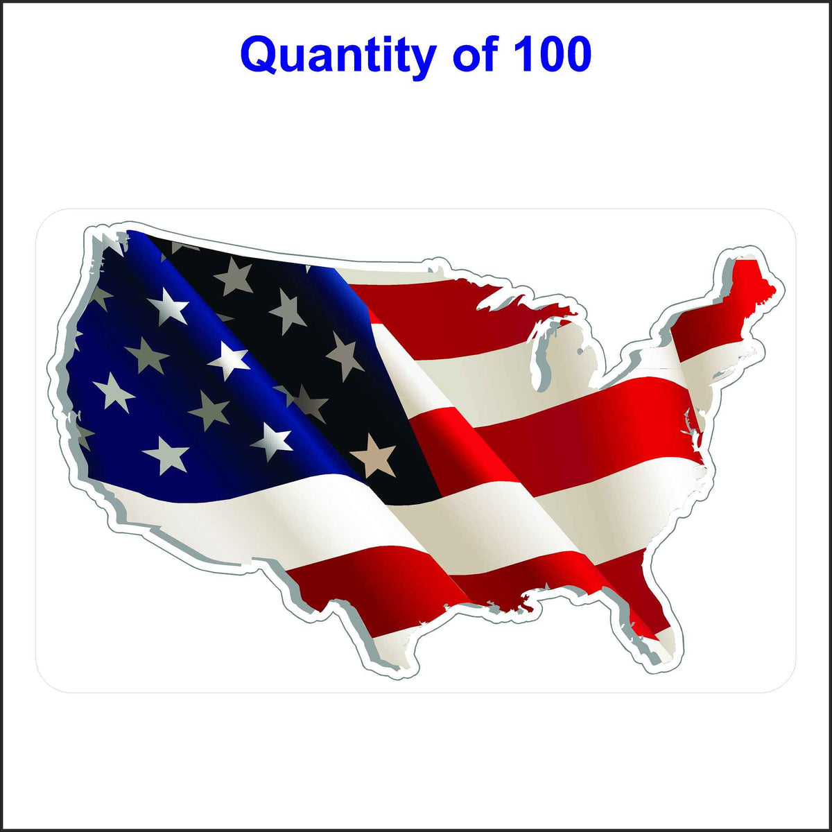 American Flag Sticker - Waving American Flag Sticker. 100 Quantity.