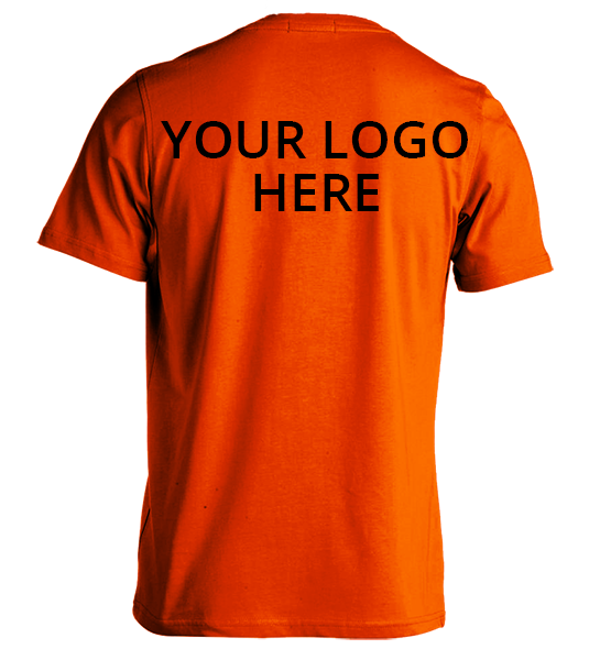 Safety Orange Short Sleeve T-Shirt Printed With Your Company Logo on back.