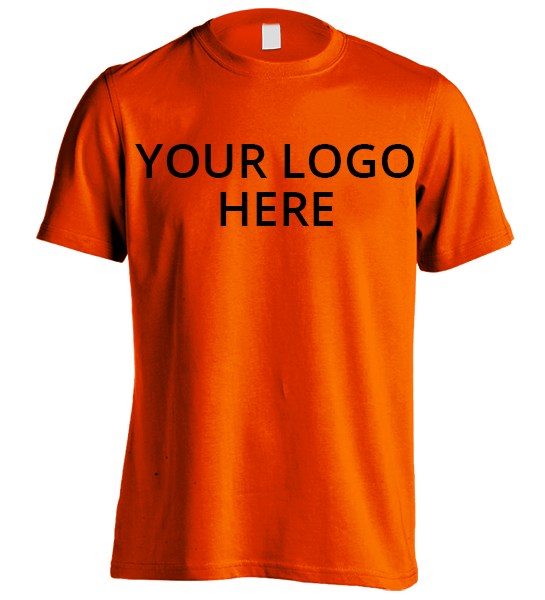 Safety Orange Short Sleeve T-Shirt Printed With Your Company Logo on front.