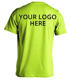 Safety Green Short Sleeve T-Shirt Printed With Your Company Logo Back