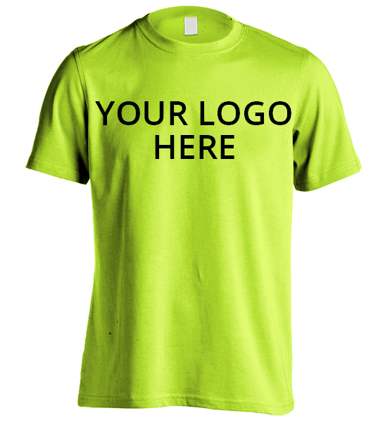 Safety Green Short Sleeve T-Shirt Printed With Your Company Logo Front